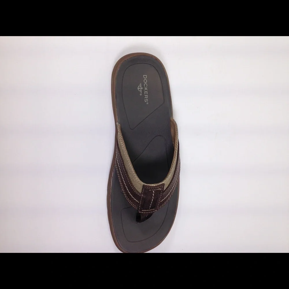 Dockers Redding Dark Brown Leather Flip Flops